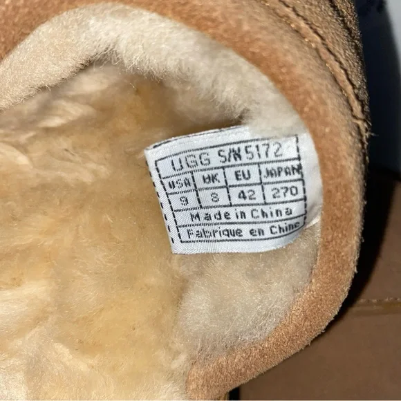 UGG Mens size 9 Chestnut Suede and Slippers with Cream Sherpa Lining - Picture 5 of 5
